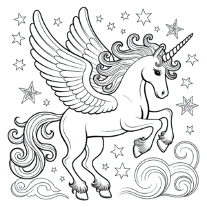 Desenho do Unicórnio Difícil para Colorir