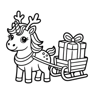 Desenho do Unicórnio Fofo de Natal para Colorir