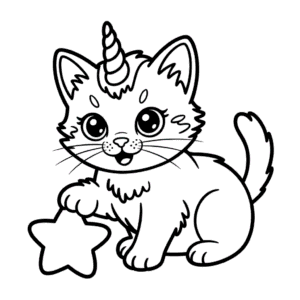 Desenho do Unicórnio Gatinho Fofo para Colorir