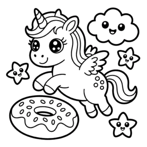 Desenho do Unicórnio Kawaii Fofo para Colorir