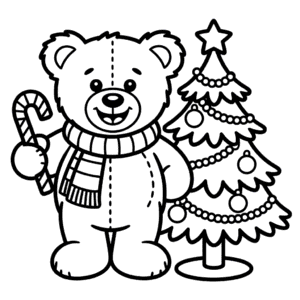 Desenho do Ursinho de Natal para Colorir