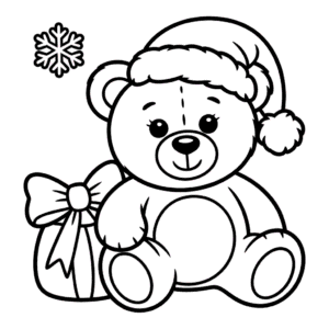 Desenho do Ursinho Natalino Fofo para Colorir