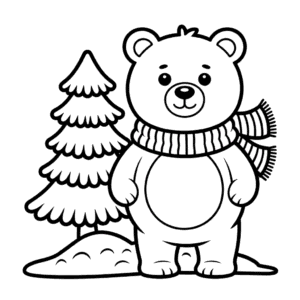 Desenho do Urso de Inverno para Colorir