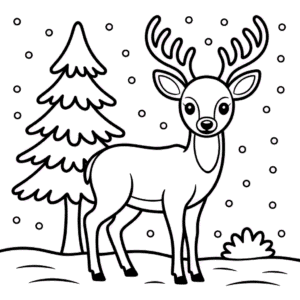 Desenho do Veado de Inverno para Colorir